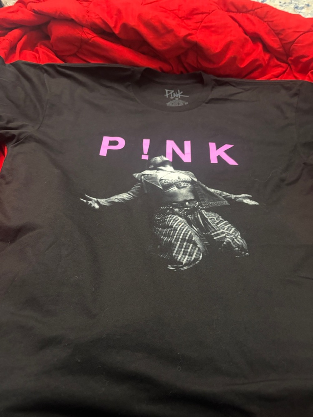 P!NK Graphic Band Tee - Black with Pink Logo 2023 Concert Brand New